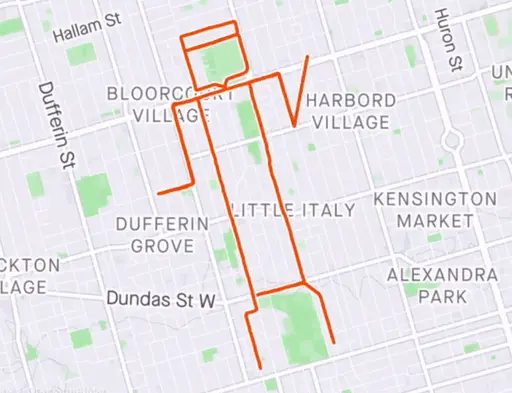 Modern animated Strava art route